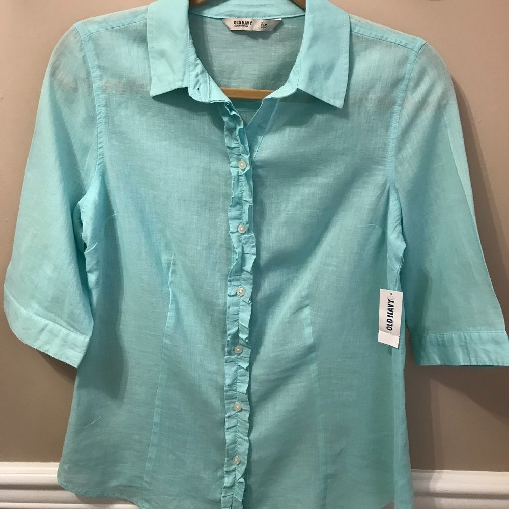 Old Navy aqua blouse Size S